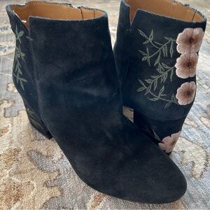 Franco Sarto Black Floral Ankle Boots